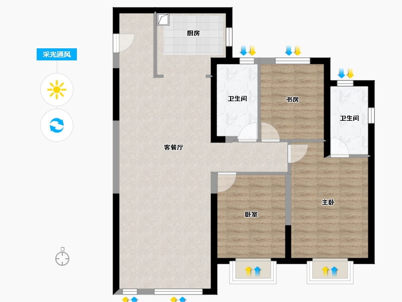 甘肃省-兰州市-绿城·兰州诚园-94.40-户型库-采光通风