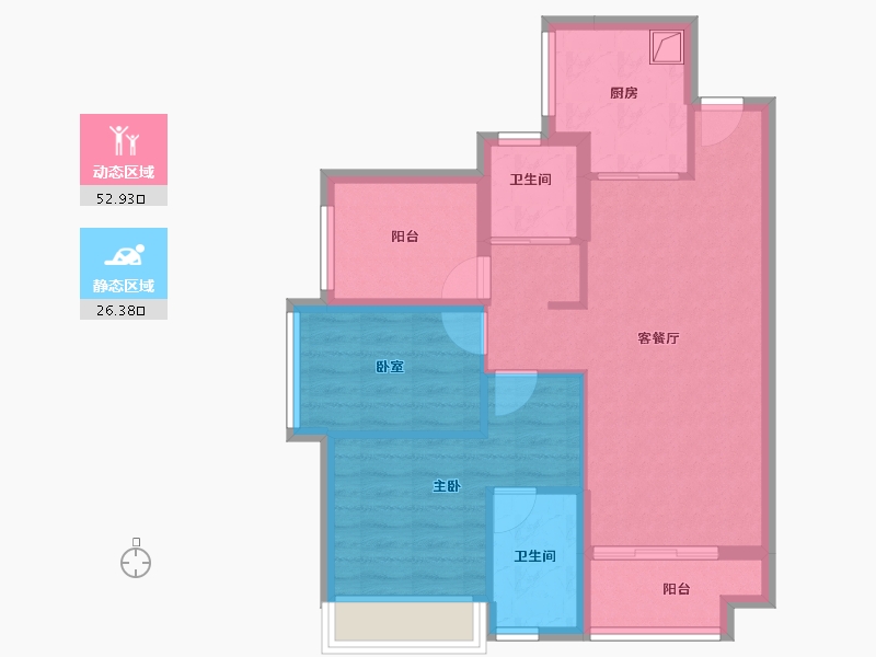 广东省-佛山市-万科璞悦山-70.24-户型库-动静分区