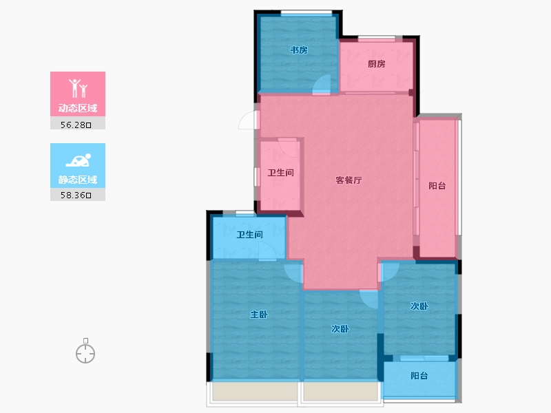 浙江省-杭州市-中天海威云咏汀洲-104.00-户型库-动静分区