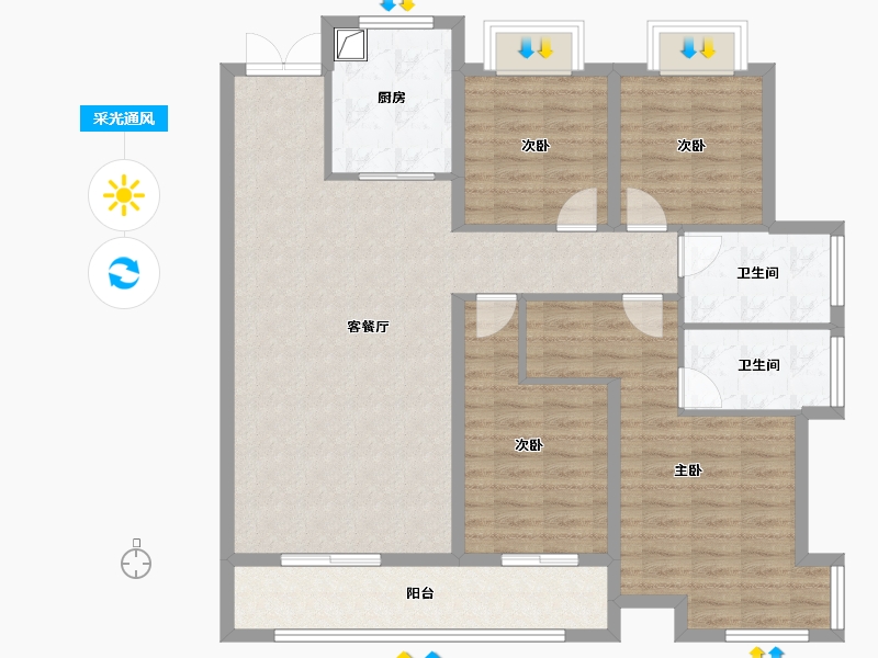 湖北省-武汉市-金融街金悦府-114.40-户型库-采光通风