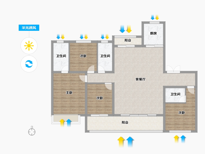 四川省-成都市-星河WORLD公园贰号-134.79-户型库-采光通风