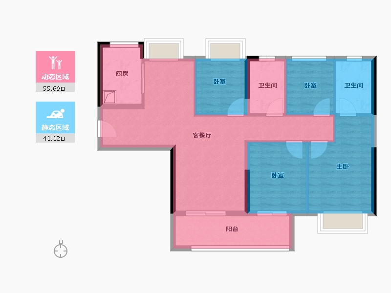 福建省-厦门市-特房樾鸣湾-86.34-户型库-动静分区