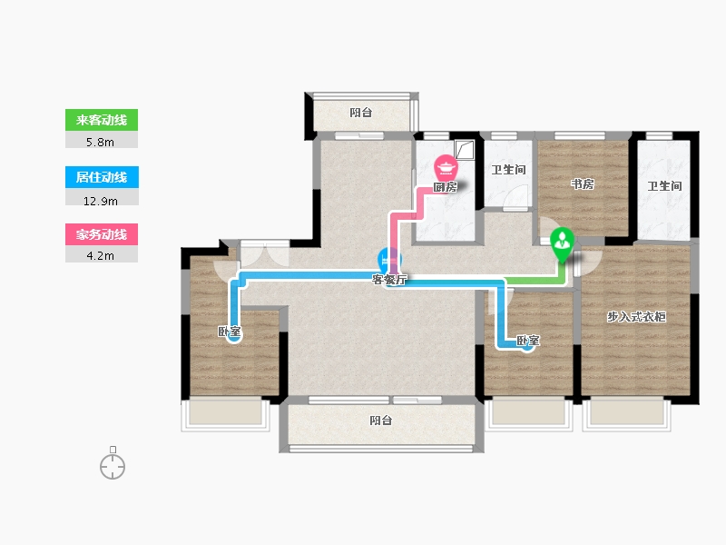 陕西省-西安市-中国铁建西派逸园-111.74-户型库-动静线