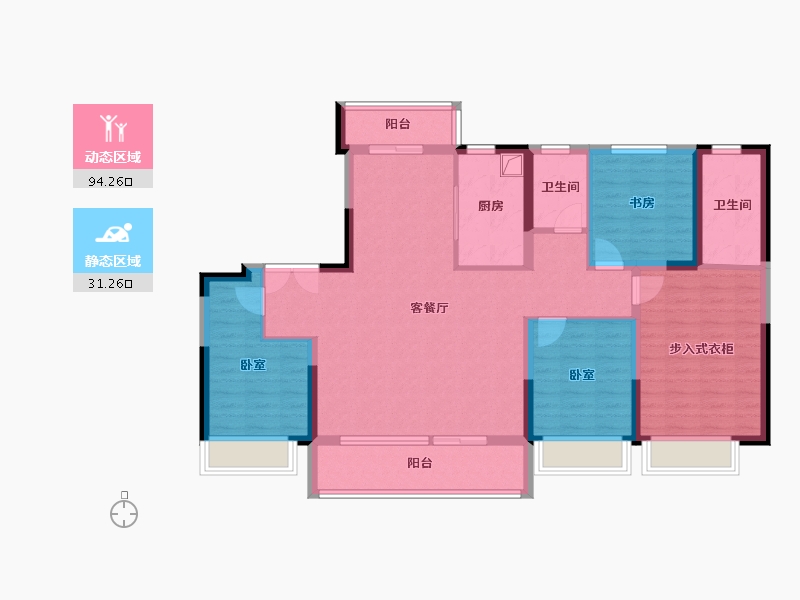 陕西省-西安市-中国铁建西派逸园-111.74-户型库-动静分区