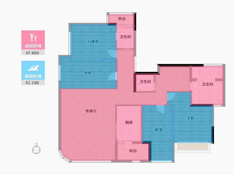 重庆-重庆市-香港置地启元-144.73-户型库-动静分区