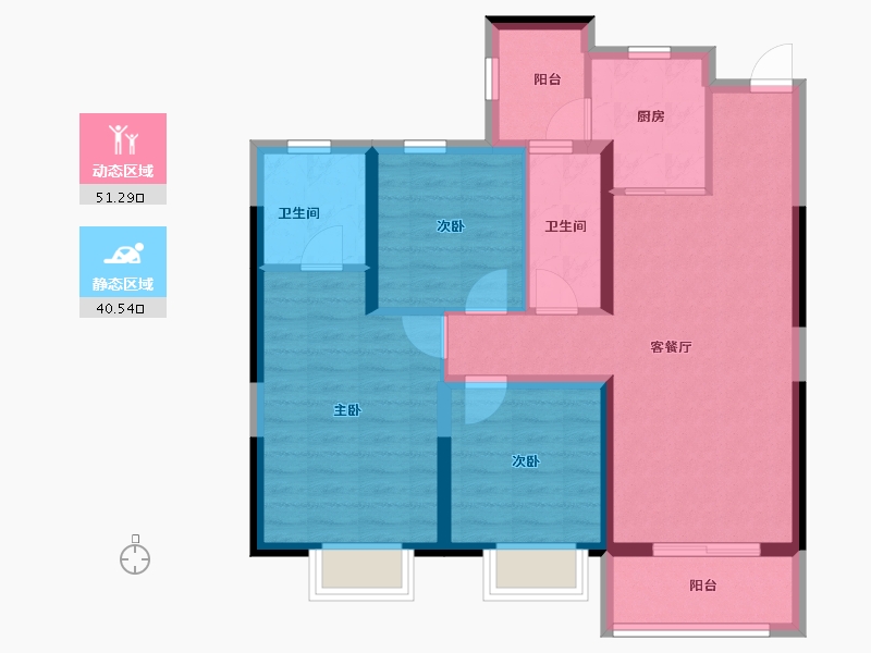 云南省-昆明市-邦泰花园城-81.52-户型库-动静分区