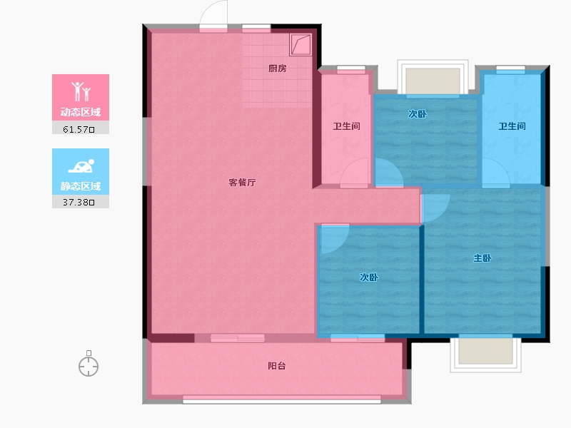 江苏省-南京市-中天云来-89.60-户型库-动静分区