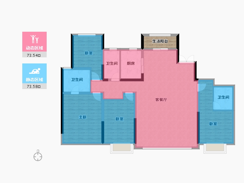 陕西省-西安市-曲江文商·檀境-137.20-户型库-动静分区