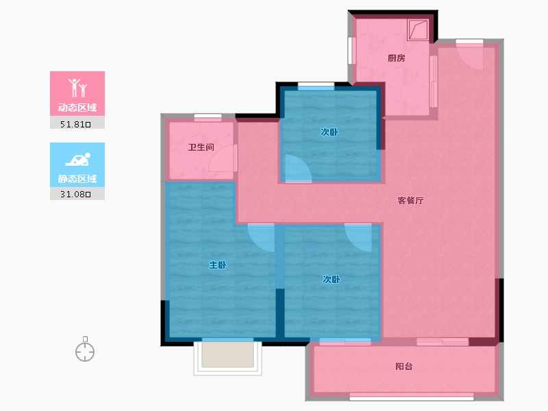 湖北省-武汉市-富力绿都中央公园-73.60-户型库-动静分区