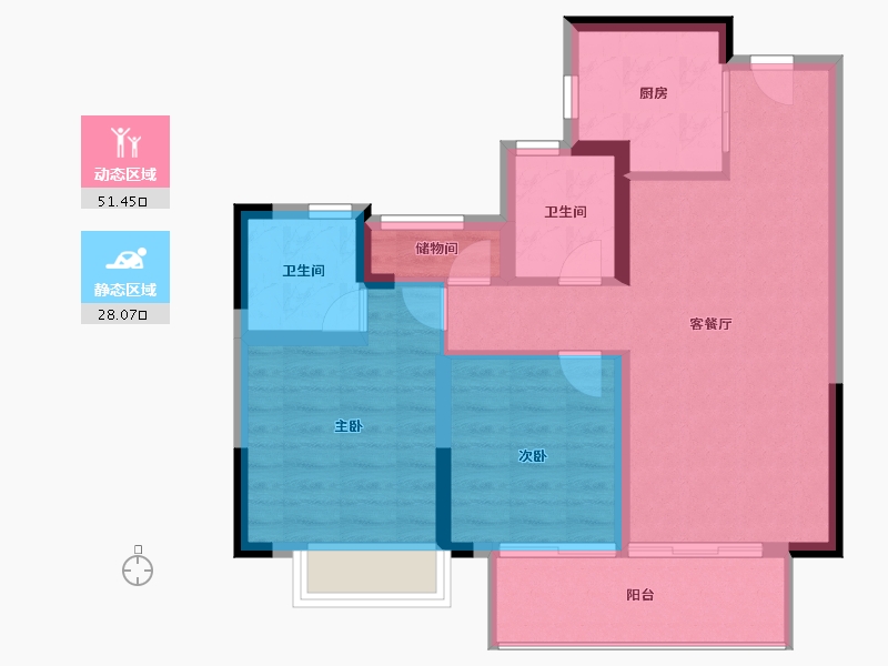 浙江省-杭州市-越秀·云麓悦映邸-71.00-户型库-动静分区