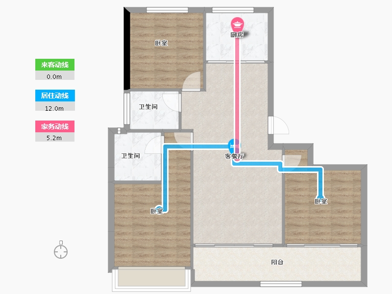 浙江省-金华市-滨江建杭坤和望品-90.67-户型库-动静线