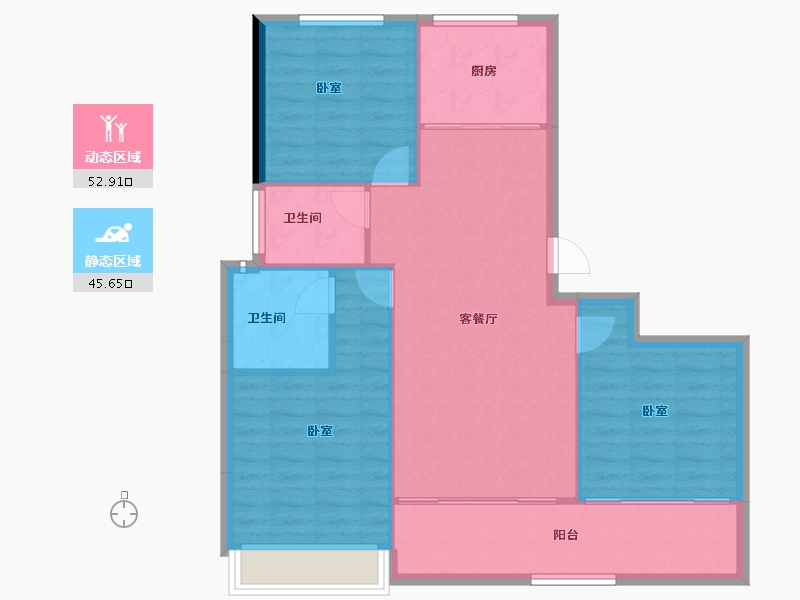 浙江省-金华市-滨江建杭坤和望品-90.67-户型库-动静分区