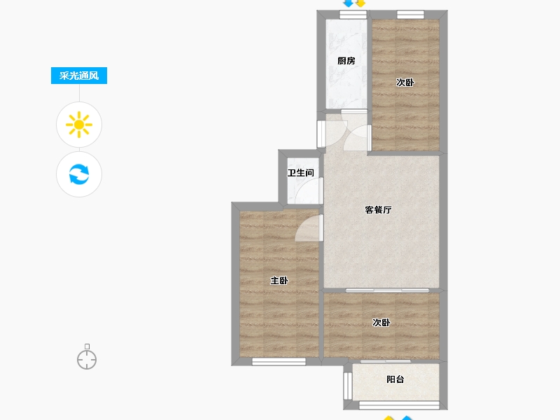 北京-北京市-红旗村六号院-55.20-户型库-采光通风