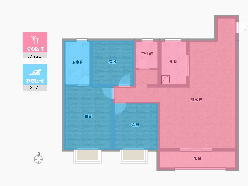 陕西省-咸阳市-龙泉·壹号院-93.38-户型库-动静分区