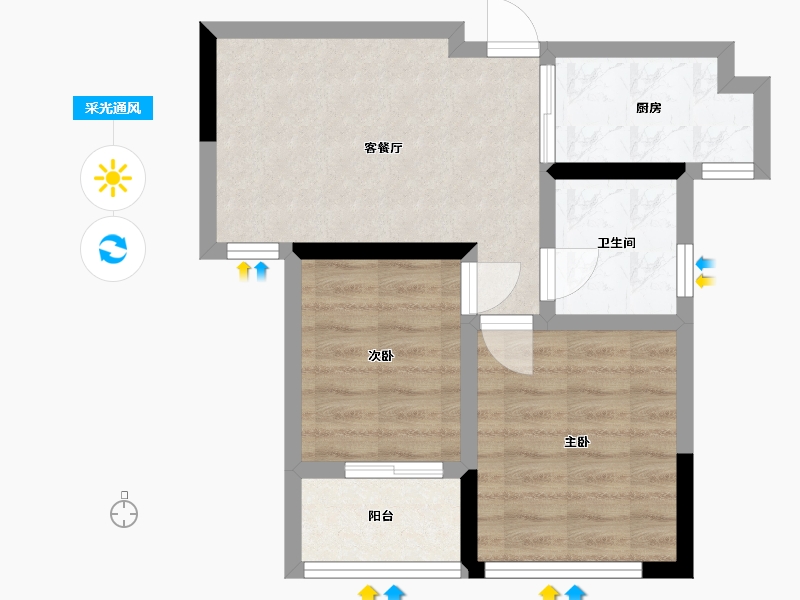 浙江省-杭州市-沁香公寓-55.00-户型库-采光通风