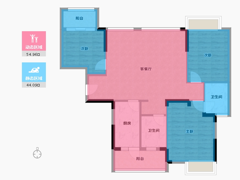 福建省-龙岩市-南山凤凰城-89.62-户型库-动静分区