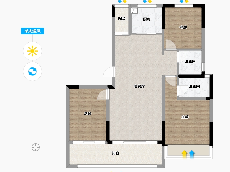 安徽省-宿州市-江山樾-89.86-户型库-采光通风