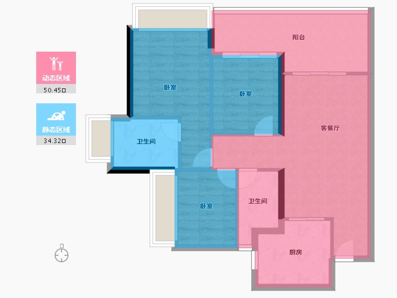 广东省-深圳市-信义金御半山·珑门-76.00-户型库-动静分区