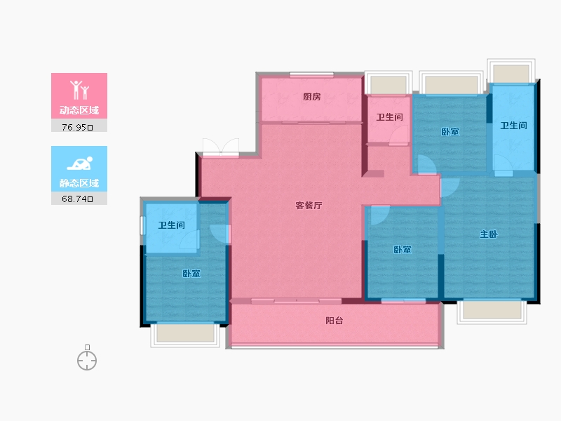 江苏省-苏州市-大家东望-132.00-户型库-动静分区