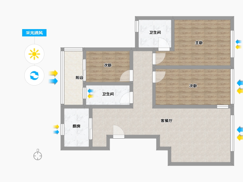 河南省-鹤壁市-朝阳社区-100.80-户型库-采光通风