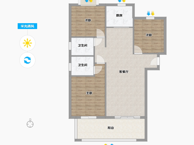 湖北省-黄冈市-橘子洲-103.20-户型库-采光通风