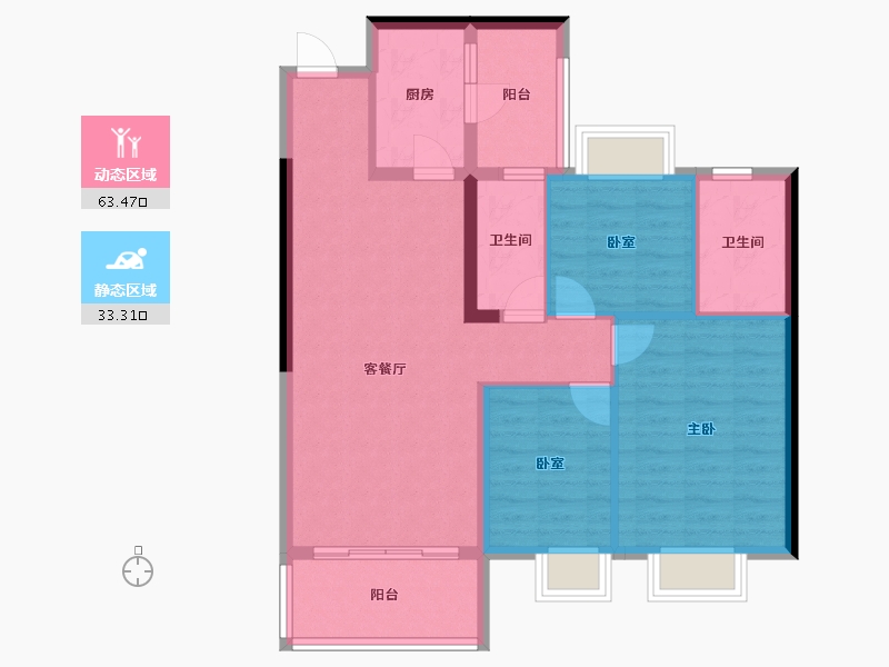 湖南省-邵阳市-都市华府-86.79-户型库-动静分区