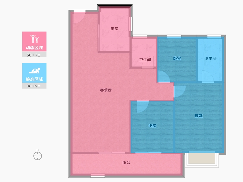 云南省-昆明市-中铁诺德·央玺春风-88.68-户型库-动静分区