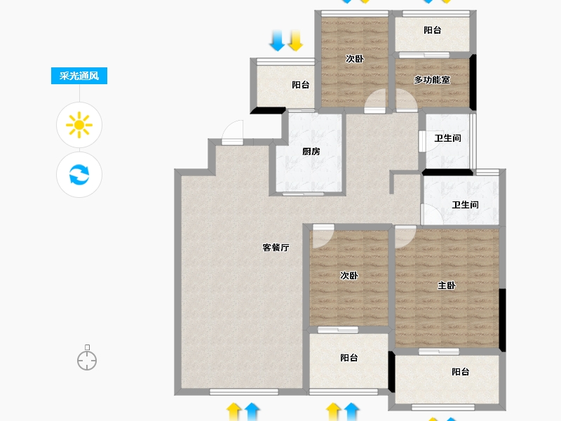 浙江省-湖州市-恒大林溪竹语-125.72-户型库-采光通风