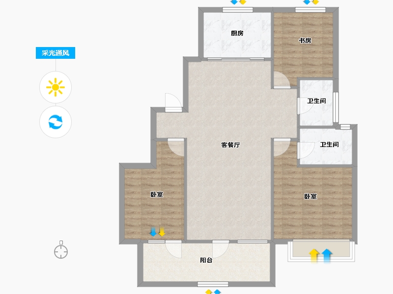 山东省-聊城市-澜庭嘉苑-100.86-户型库-采光通风