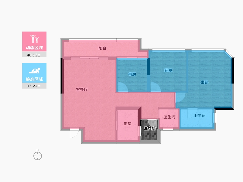 重庆-重庆市-巴南新鸥鹏巴川府-79.94-户型库-动静分区