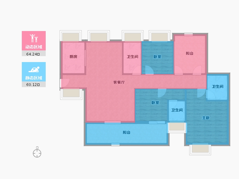 广东省-惠州市-聚龙天誉湾四期-112.78-户型库-动静分区