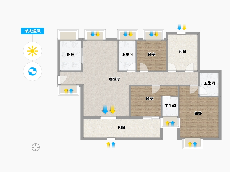 广东省-惠州市-聚龙天誉湾四期-112.78-户型库-采光通风