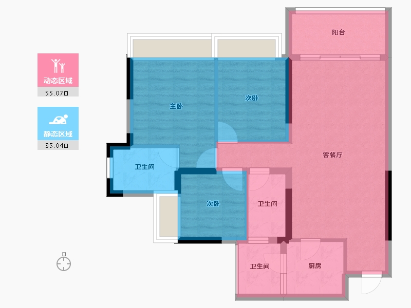 四川省-成都市-菁蓉滨湖湾-80.57-户型库-动静分区