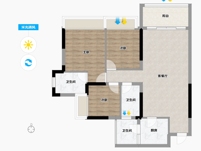 四川省-成都市-菁蓉滨湖湾-80.57-户型库-采光通风