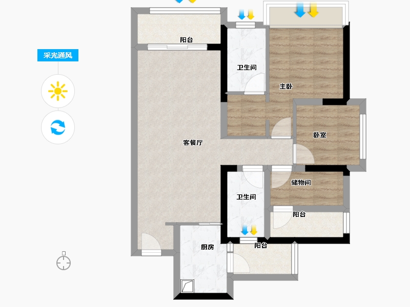 广东省-佛山市-朝安金茂悦-74.11-户型库-采光通风