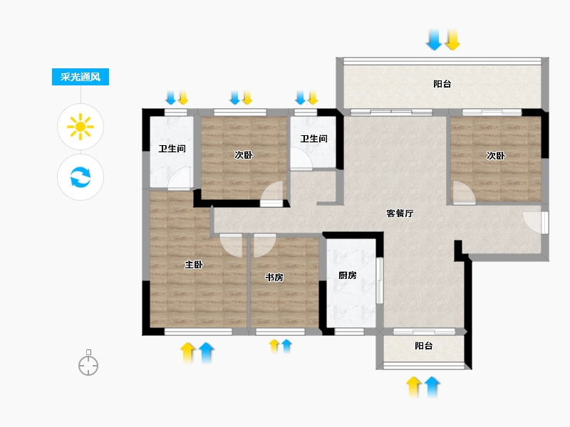 四川省-成都市-中铁卓越时代城-105.15-户型库-采光通风