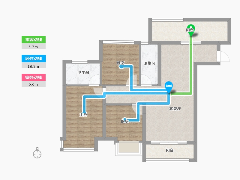 重庆-重庆市-首信皇冠学府-76.65-户型库-动静线