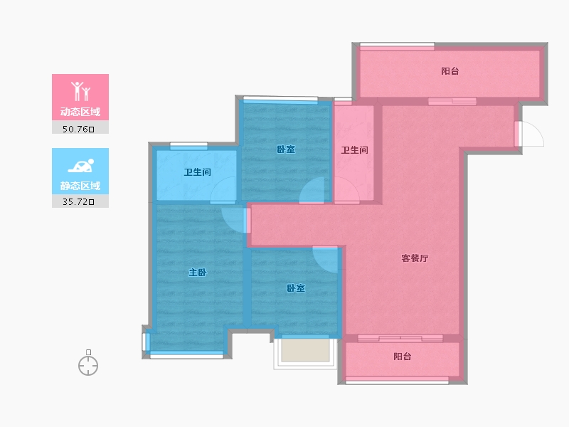 重庆-重庆市-首信皇冠学府-76.65-户型库-动静分区