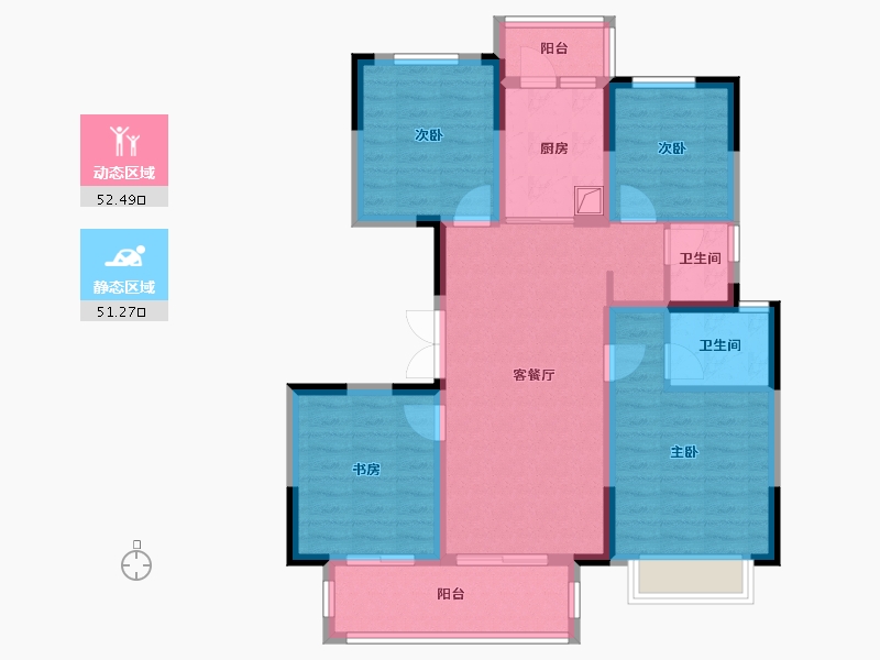 四川省-成都市-港龙美的未来映-96.91-户型库-动静分区