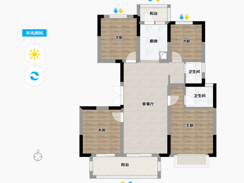 四川省-成都市-港龙美的未来映-96.91-户型库-采光通风