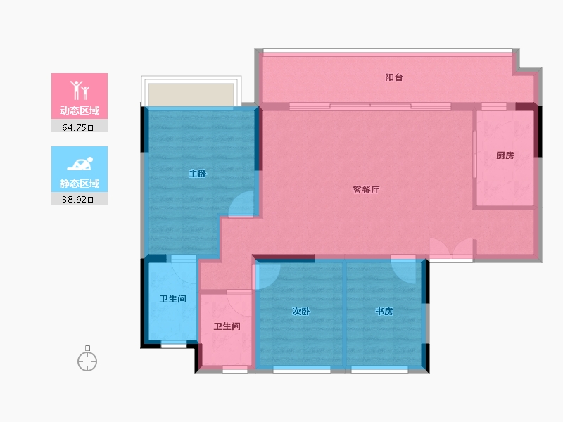 四川省-成都市-星河WORLD公园贰号-93.56-户型库-动静分区