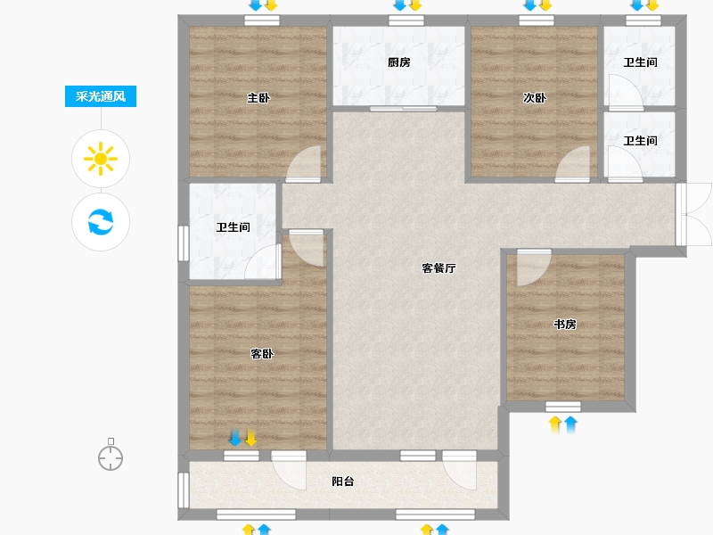 河北省-廊坊市-漫香墅-100.82-户型库-采光通风