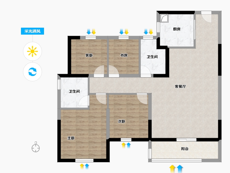 浙江省-宁波市-保利瑧誉-102.40-户型库-采光通风