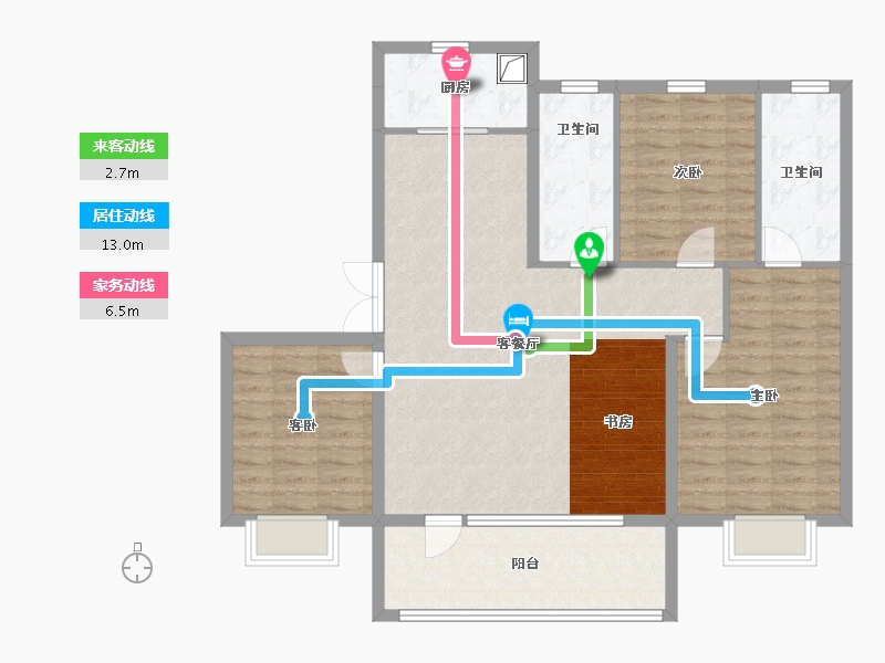 山东省-聊城市-澜庭嘉苑-105.60-户型库-动静线