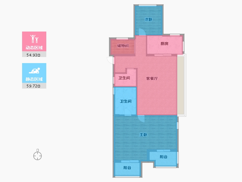 浙江省-杭州市-东海闲湖城·栖霞湾-104.33-户型库-动静分区