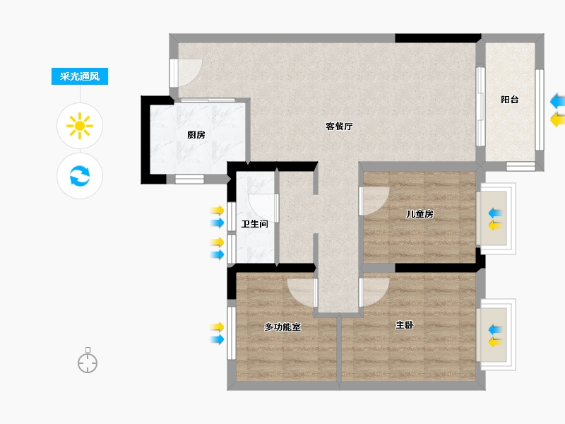 湖北省-武汉市-新希望锦粼九里-78.40-户型库-采光通风