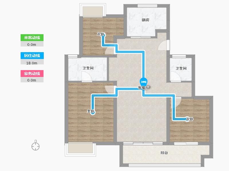 江苏省-常州市-万科金域蓝湾-88.04-户型库-动静线