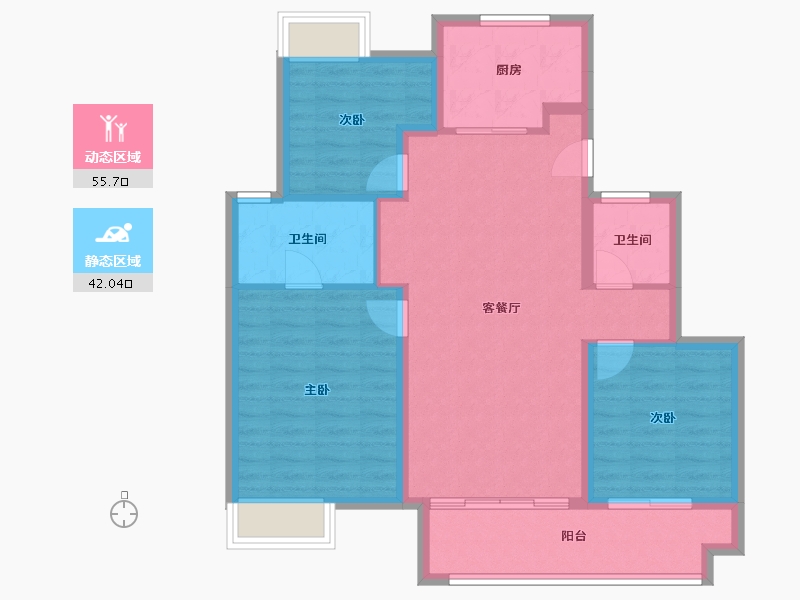 江苏省-常州市-万科金域蓝湾-88.04-户型库-动静分区