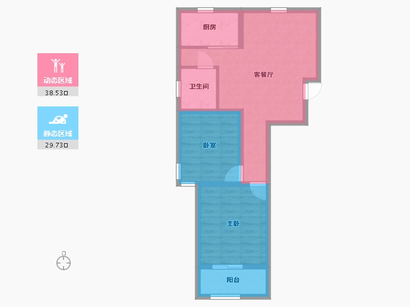 浙江省-杭州市-沁香公寓-68.50-户型库-动静分区