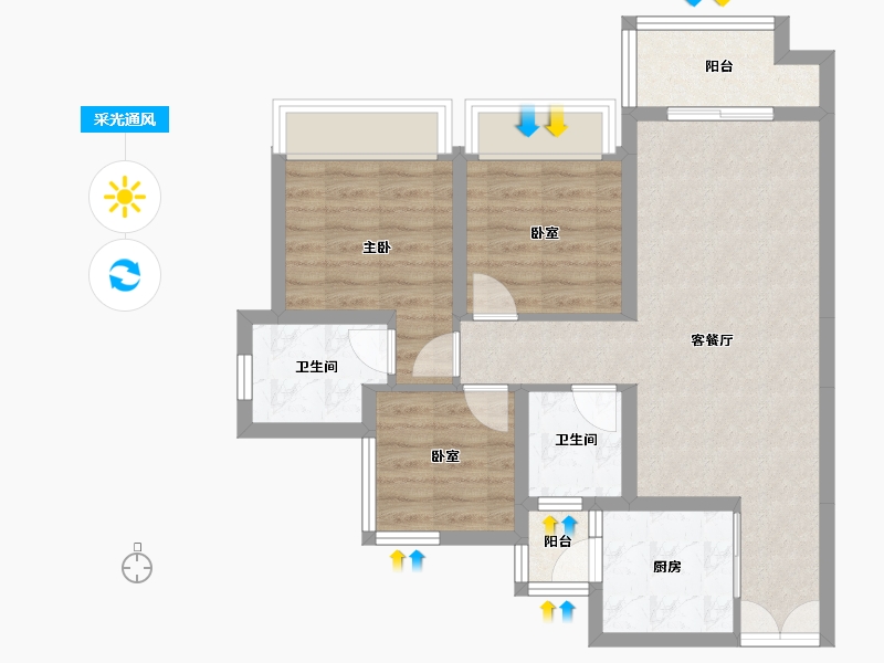 四川省-绵阳市-领地城-70.43-户型库-采光通风